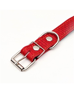Ошейник кожаный с тиснением на синтепоне, 65×3 см, ОШ 40-55 см, красный Пижон
