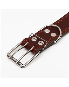 Ошейник комбинированный кожа/брезент, безразмерный, 83×4.5 см, ОШ 20-70 см, коричневый Пижон