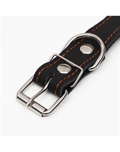 Ошейник кожаный на синтепоне «Ёж», 64×3 см, ОШ 40-55 см, чёрный Пижон