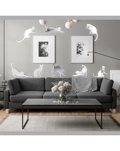 Зеркало настенное «Котики», на клеевой основе, акриловое, 8 шт., разный размер Take it easy