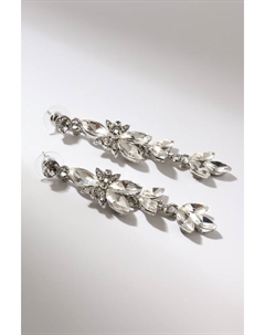 Серьги висячие со стразами «Ажур» весеннее настроение, цвет белый в серебре, 7 см Qf