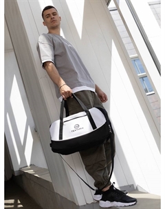 Сумка спортивная на молнии, средний размер, цвет чёрный/белый Textura