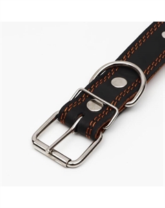 Ошейник кожаный «Строгий шип», 70×3.5 см, ОШ 45-60 см, чёрный Пижон