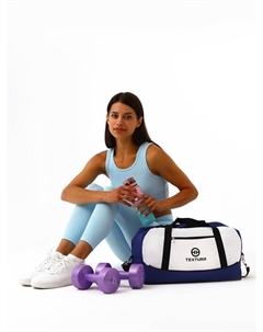 Сумка спортивная на молнии, средний размер, цвет синий/белый Textura