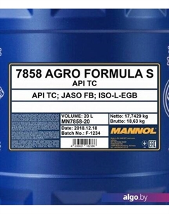 Моторное масло Agro Formula S 20л Mannol