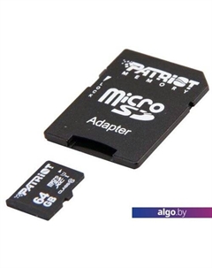 Карта памяти microSDXC LX Series (Class 10) 64GB + адаптер [PSF64GMCSDXC10] Patriot