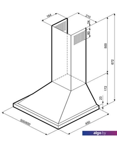 Кухонная вытяжка Bella 500 Inox Push Button Krona