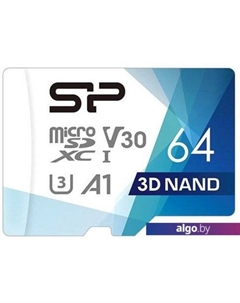 Карта памяти Superior Pro microSDXC SP064GBSTXDU3V20AB 64GB (с адаптером) Silicon power