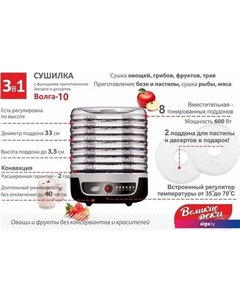 Сушилка для овощей и фруктов Волга-10 Великие реки