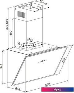 Кухонная вытяжка Astro 60 (черное стекло) Maunfeld