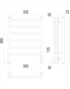 Полотенцесушитель Аврора П6 500x650 нп электро Terminus