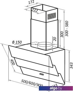 Кухонная вытяжка Cascada Push 60 (черный) Maunfeld
