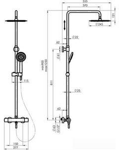Душевая система Olo BK + Thermo-15 BK 625038 Rubineta