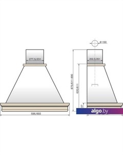 Кухонная вытяжка Вилла Валенсия 90П-650-П3Д (топленое молоко/дуб неокрашенный) Elikor