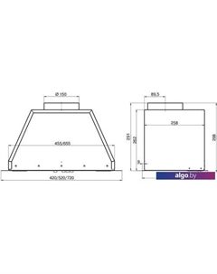 Кухонная вытяжка Врезной блок Flat 52П-650-К3Д (черный) Elikor