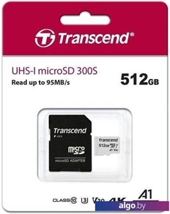 Карта памяти microSDXC 300S 512GB (с адаптером) Transcend