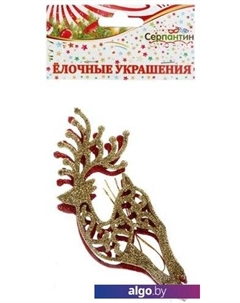 Подвеска Олень в блестках 2шт (красный/золотистый) 916-699 Серпантин