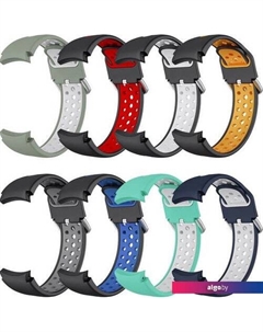 Ремешок Sport N-style силиконовый для Samsung Galaxy Watch4/5 (20 мм, бирюзовый/белый) Rumi