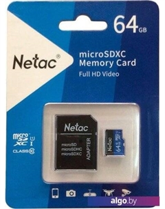 Карта памяти P500 Standard 64GB NT02P500STN-064G-R + адаптер Netac
