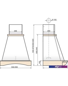 Кухонная вытяжка Ротонда 60П-1000-П3Д (бежевый/дуб неокрашенный) Elikor