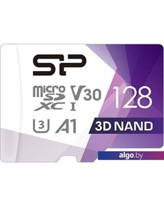 Карта памяти Superior Pro microSDXC SP128GBSTXDU3V20AB 128GB + адаптер Silicon power