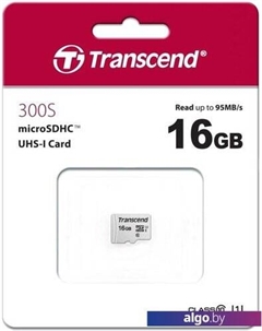 Карта памяти microSDHC 300S 16GB Transcend