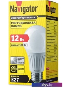Светодиодная лампа NLL-A60 E27 12 Вт 4000 К Navigator