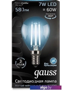 Светодиодная лампа LED Filament Globe E14 7 Вт 4100 К 105801207 Gauss
