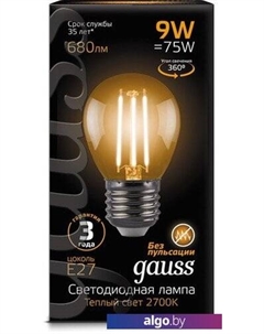 Светодиодная лампа Filament Globe E27 9 Вт 2700 К 105802109 Gauss