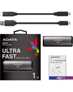 Внешний накопитель A-Data SE760 2TB ASE760-2TU32G2-CTI (титан) Adata