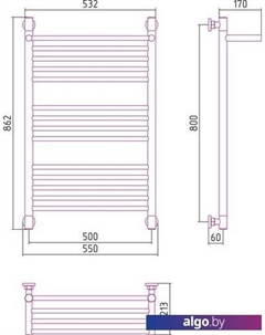 Полотенцесушитель Богема с полкой+ 800x500 00-0223-8050 Сунержа