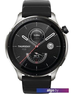 Умные часы GTR 4 (серебристый, с черным ремешком из фторэластомера) Amazfit
