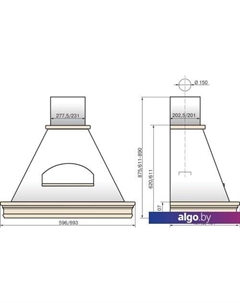 Кухонная вытяжка Бельведер Валенсия 90П-650-П3Д (топленое молоко/дуб неок.) Elikor