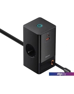 Сетевое зарядное PowerCombo Digital PowerStrip 2AC+1U+1C+Retractable-C 65W PSLR000301 Baseus