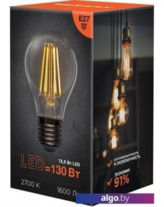 Светодиодная лампочка Груша A60 13.5Вт E27 1600Лм 2700K теплый свет 604-081 Rexant