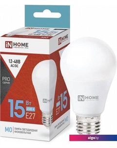 Светодиодная лампочка E27 15W 12-48B 6500K A60 4690612036366 In home