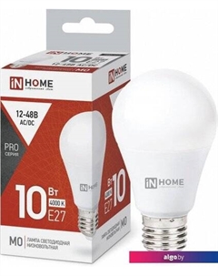 Светодиодная лампочка E27 10W 12-48B 4000K A60 4690612038032 In home