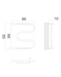 Полотенцесушитель 32 ПС М-образный с полкой 500x500 Terminus