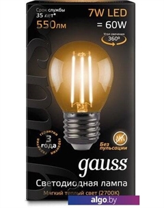 Светодиодная лампа LED Filament Globe E27 7 Вт 2700 К 105802107 Gauss