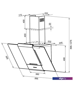 Кухонная вытяжка Talli 900 3P (нержавеющая сталь/черное стекло) Krona