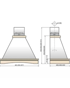 Кухонная вытяжка Вилла 50П-650-П3Л (бежевый/дуб неокрашенный) Elikor