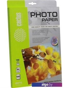 Фотобумага Матовая A4 140 г/м2 100 листов [CS-MA4140100] Cactus