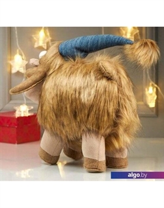 Мягкая игрушка Лосик в синем колпаке и снежинкой на носу 41х28х29 см Зимнее волшебство