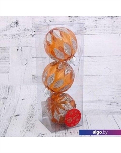 Елочная игрушка Блестящие капельки d-8 см 3 шт (оранжевый) 4942067 Зимнее волшебство