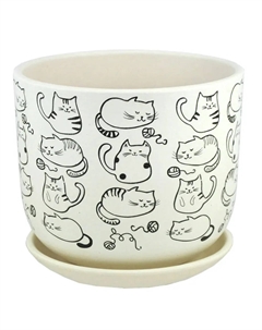 Горшок керам.Коты белыйбук №1, 10,1х9,5х12 Композит