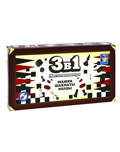 Игра настольная 3в1 Шашки/шахматы/нарды 1toy