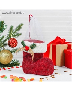 Конфетница «Сапожок», с веточкой, на завязке, вместимость 400 г, красная Страна карнавалия