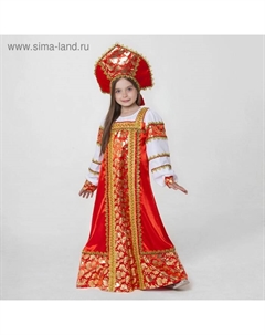 Русский народный костюм «Любавушка», платье-сарафан, кокошник, р-р 30, рост 110-116 см, красный Страна карнавалия