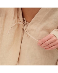 Комплект домашний женский (рубашка на запах, брюки) Basic, размер 48-50, молочный Kaftan