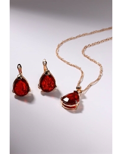 Гарнитур 2 предмета: кулон, серьги «Эдель» капля идеал, цвет красный в золоте, 45 см Qf